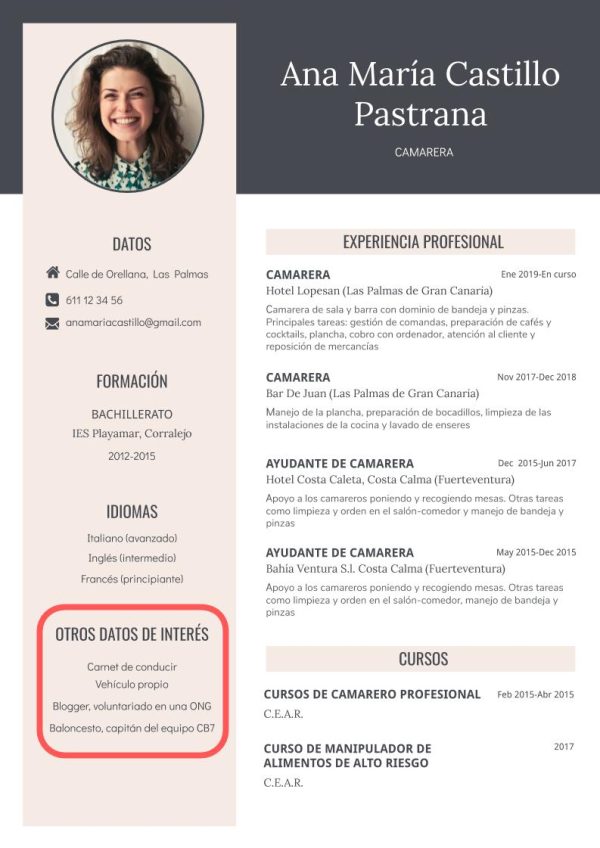 Cómo cuándo y dónde poner los intereses en el CV ejemplos