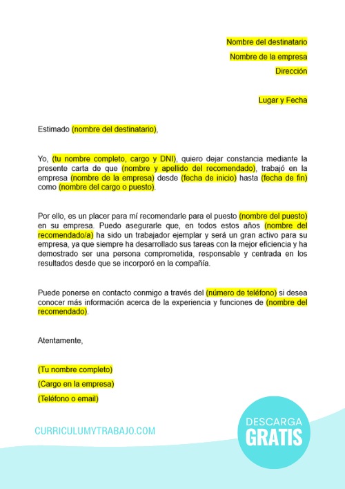 Carta De Recomendación Laboral Cómo Redactarla Ejemplos 5503