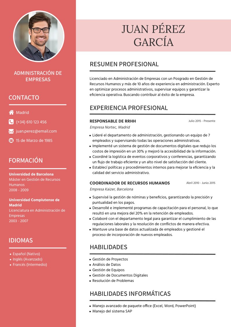 CV para trabajar en España
