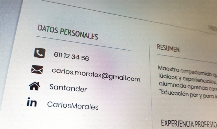 Como Rellenar Los Datos Personales O De Contacto En El Cv