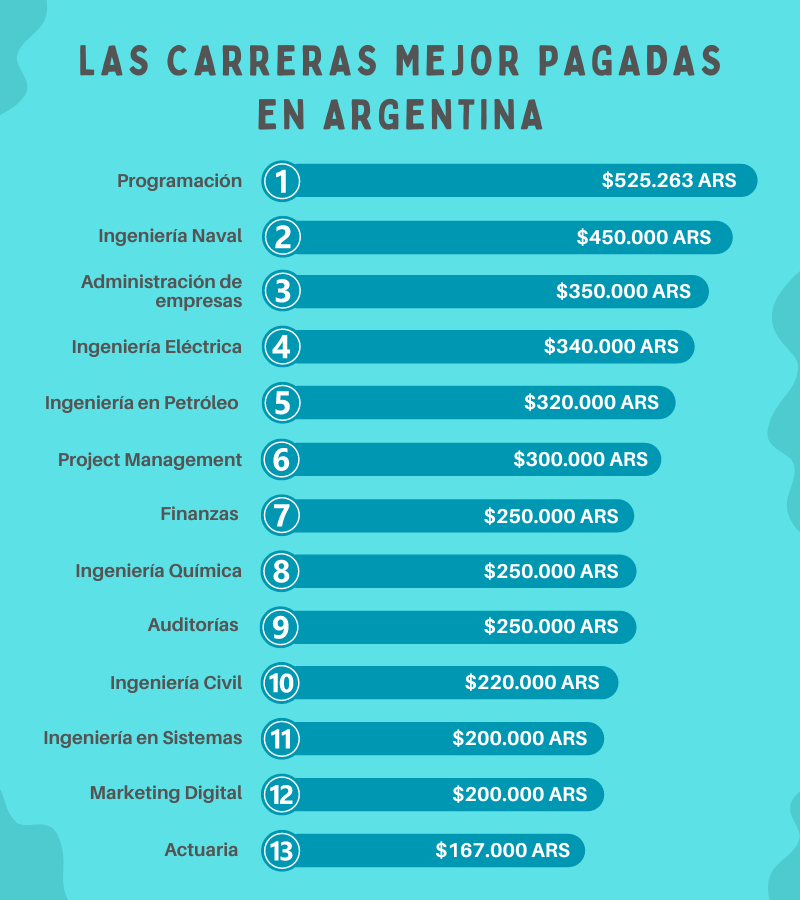 Las 13 carreras mejor pagadas en Argentina 2024