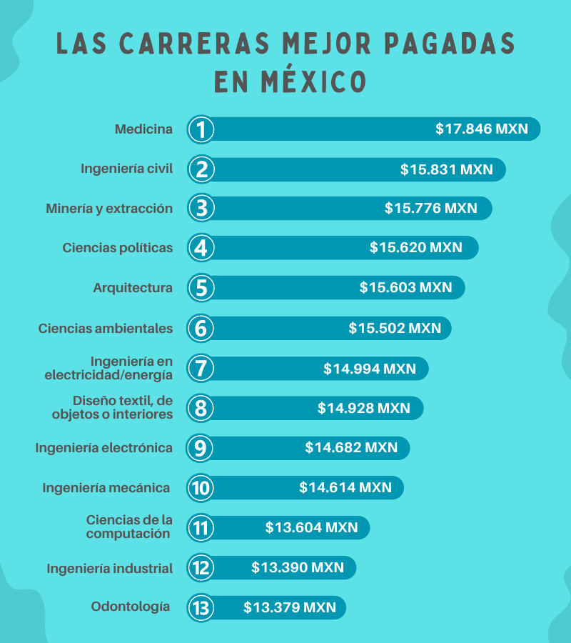 Las 13 carreras mejor pagadas en México 2023