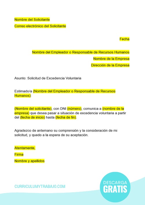 Todo Sobre La Excedencia Voluntaria Modelo De Solicitud