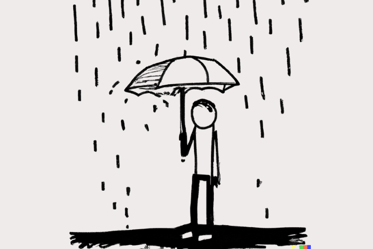 dibujar persona bajo lluvia