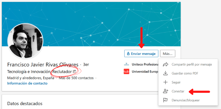 reclutador en linkedin